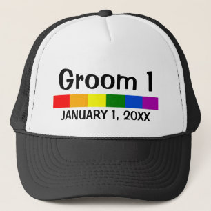 Casquette Bannière mariage Arc-en-ciel Groom 1