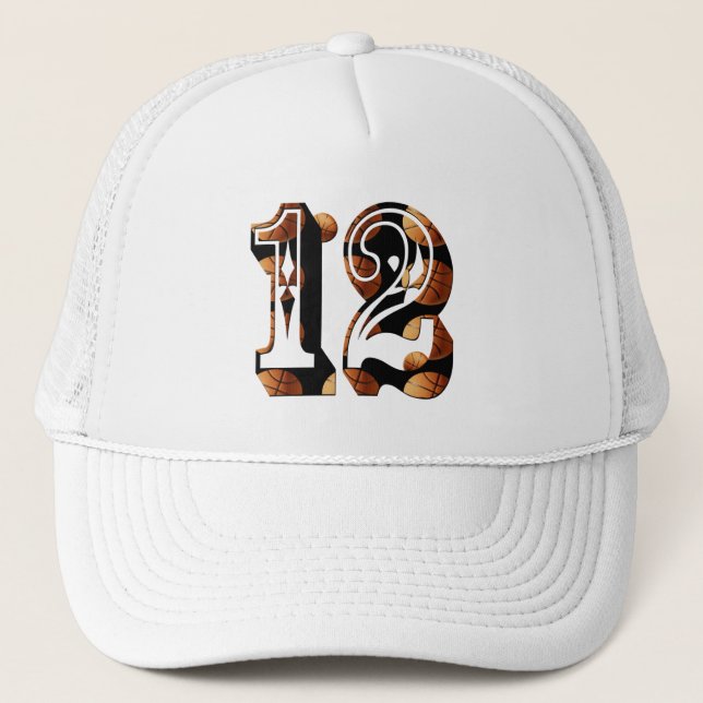 Casquette Basket-ball numéro 12 logo photo, (Devant)