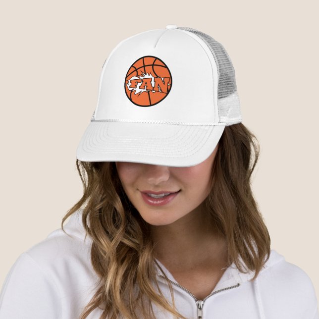 Casquette Basket joueur ventilateur orange balle (En situation)