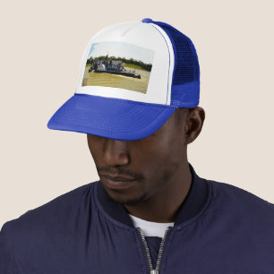Casquette Bateau à roues à aubes sur une rivière en aquarell