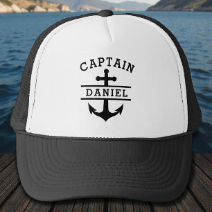 Casquette Bateau capitaine noir Ancre nautique Navire 