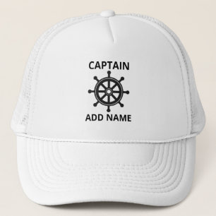 Casquette Bateau noir personnalisable Roue Nom du capitaine
