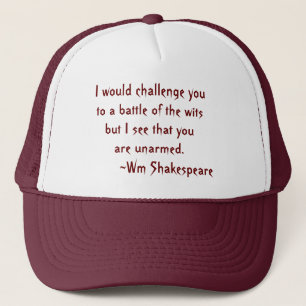 Casquette Battle of the Wits Shakespeare Citation rouge et b