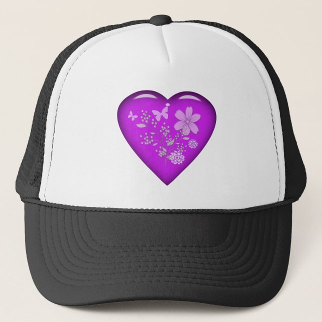 Casquette Beau Coeur Floral De Verre (Devant)
