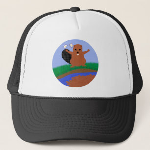 Casquette Beaver Building Dam Cartoon Art