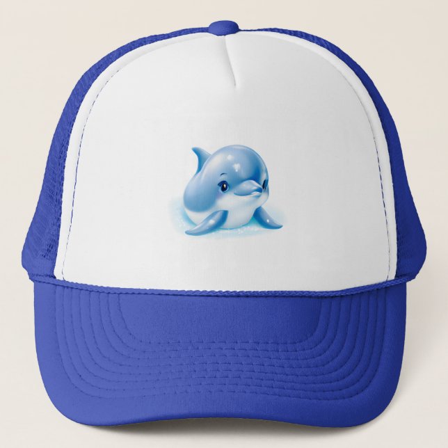 Casquette Bébé dauphin bleu adorable (Devant)