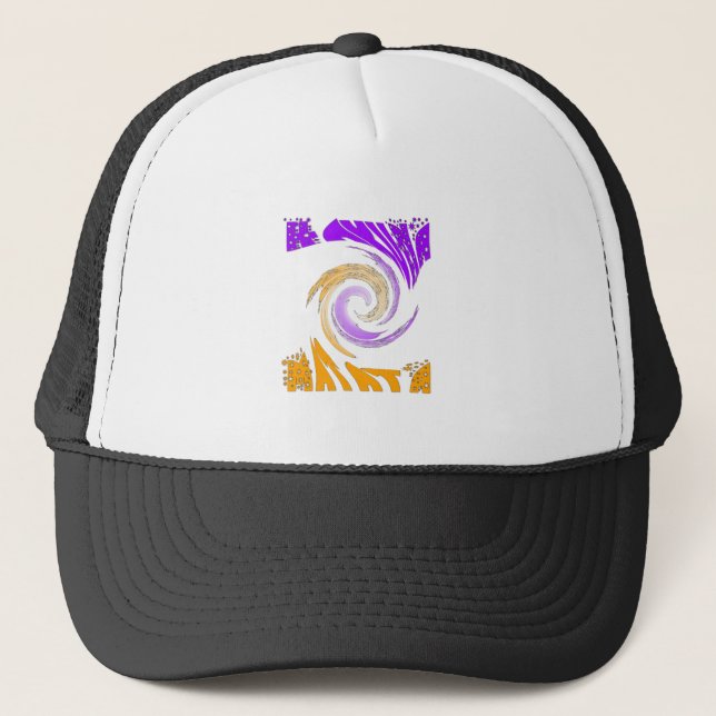 Casquette Belle Art Moderne Design : Tourbillon violet et or (Devant)