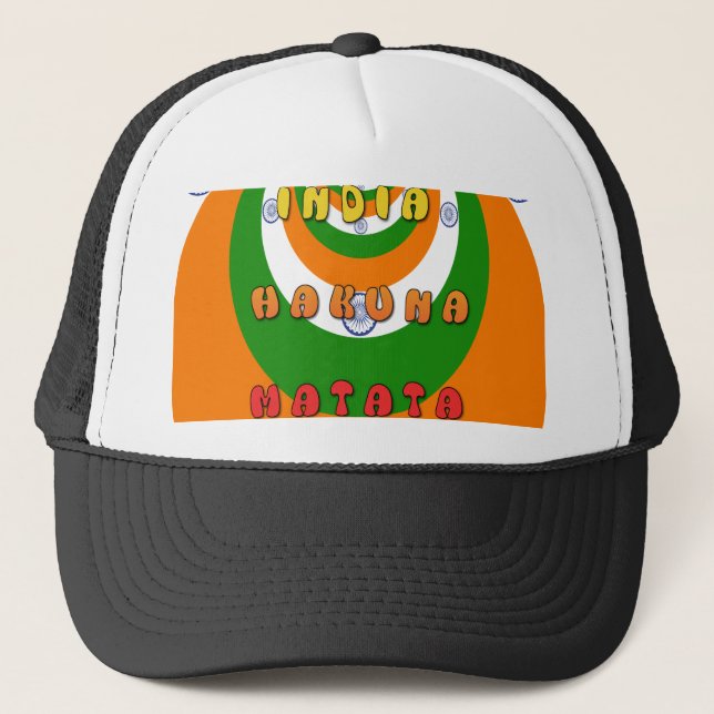Casquette Belle Inde couleurs drapeau national Hakuna Matata (Devant)