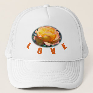 Casquette belle photo d'art de fleur de rose jaune cadeau d'