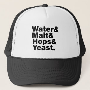 Casquette Bière = Eau & Malt & Hops & Yeast.