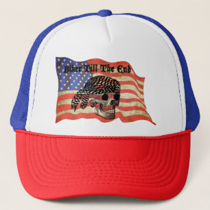 Casquette Biker jusqu'au bout crâne USA Drapeau art