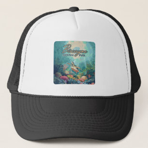 Casquette Biscayne National Park Floride Turtle Coral Retro