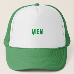 Casquette Blanc et Vert MEN Texte avec des Hommes Élégants