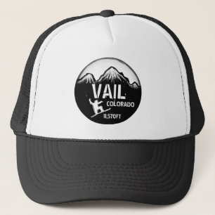 Casquette blanc noir d'art de surf des neiges de