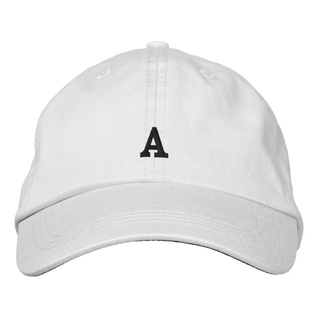 Casquette blanche brodée à initiale A monogramme (Devant)