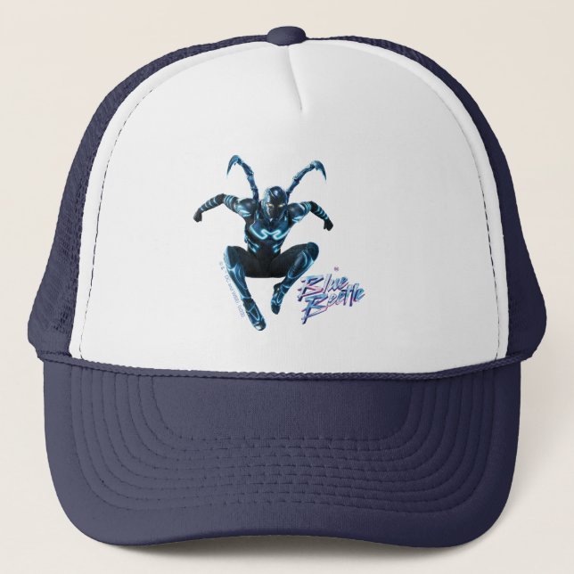 Casquette Bleu Beetle Leaping Caractère Art (Devant)