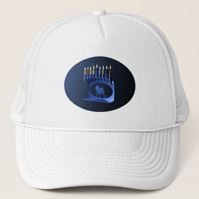 Casquette Bleu brillant Chanukkah Menorah (Devant)
