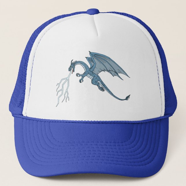 Casquette Bleu Dragon cracher la foudre (Devant)