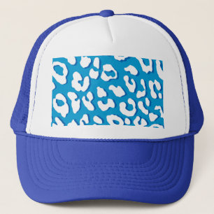 Casquette Bleu Empreinte de léopard blanc