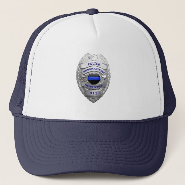 Casquette Bleu mince Ligne 911 Insigne de communication (Devant)