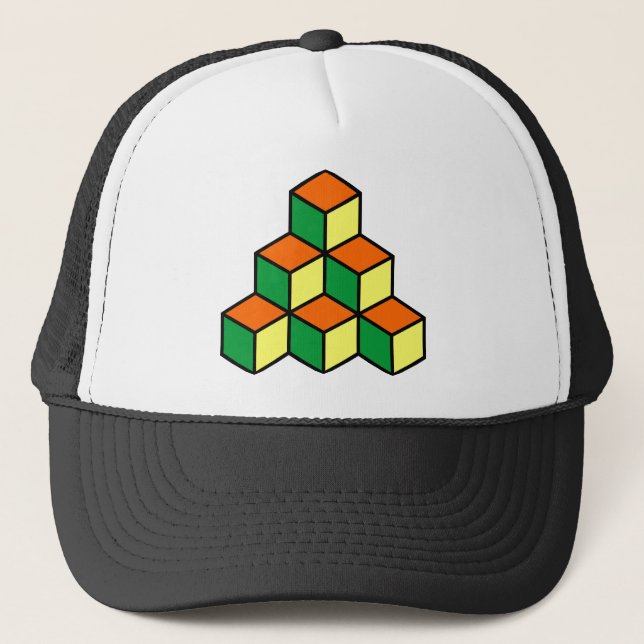 Casquette Blocs géométriques - vert orange et jaune (Devant)