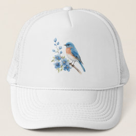 Casquette Blue bird with blue flowers