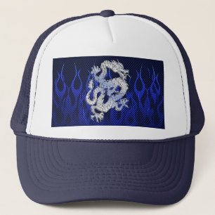 Casquette Blue Chrome comme Dragon Carbon Fiber Style