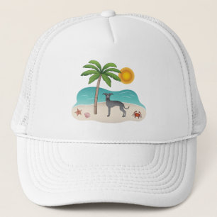 Casquette Blue Italien Greyhound À Tropical Summer Beach