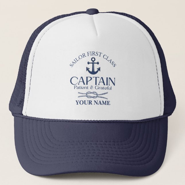 Casquette Blue Nautical personalized Sailor captain  (Devant)