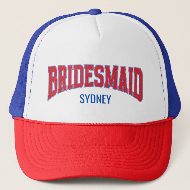 Casquette Blue + Red Faux Glitter BRIDESMAID Bachelorette (Devant)