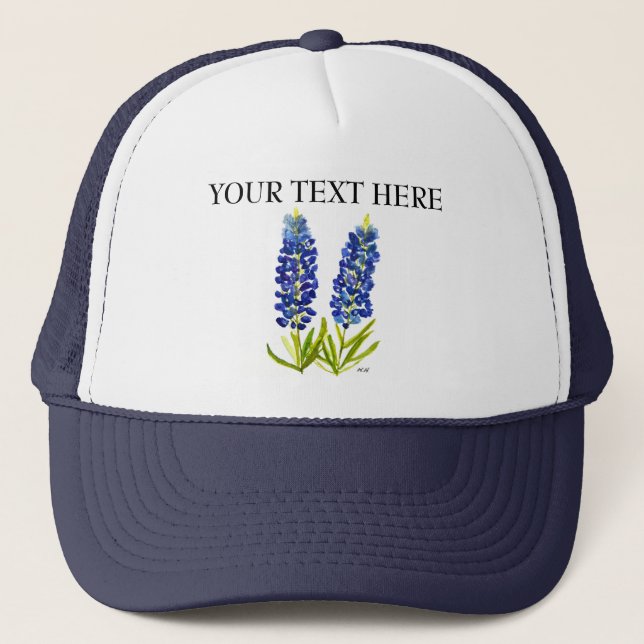 Casquette Bluebonnets Texas State Flowers Lupine Watercolor (Devant)