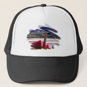 CASQUETTE BOAT AND MOUNTAIN LANDSCAPE