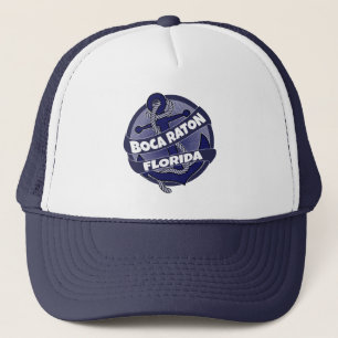 Casquette Boca Raton Floride ancre tourbillon camionneur cha