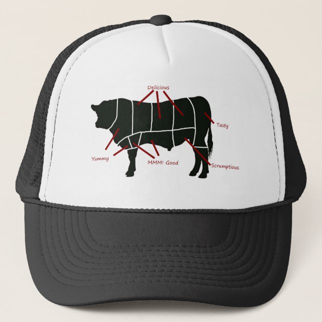 Casquette Boeuf Boucher Carte - Boeuf délicieux et savoureux (Devant)