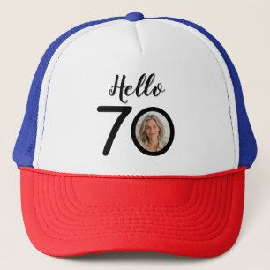 Casquette Bonjour 70 points noirs et blancs Photo et nom Ann