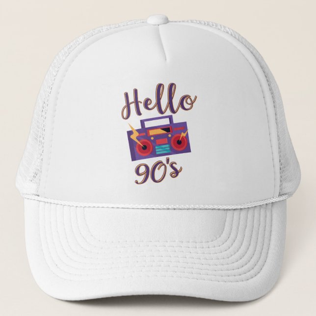 Casquette Bonjour 90s radio cassette enregistreur (Devant)