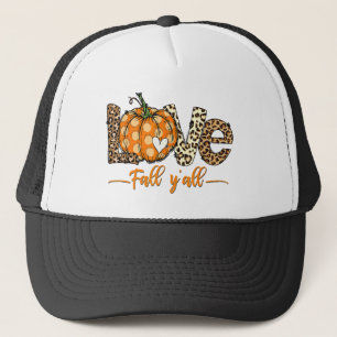 Casquette Bonjour Automne Amour Citrouille Automne Y'All Leo