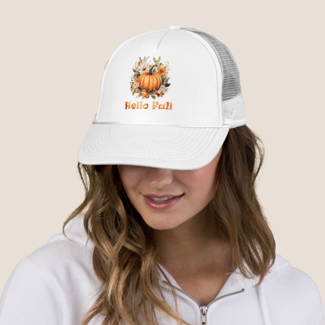 Casquette Bonjour Automne aquarelle fleur sauvage feuilles d (En situation)