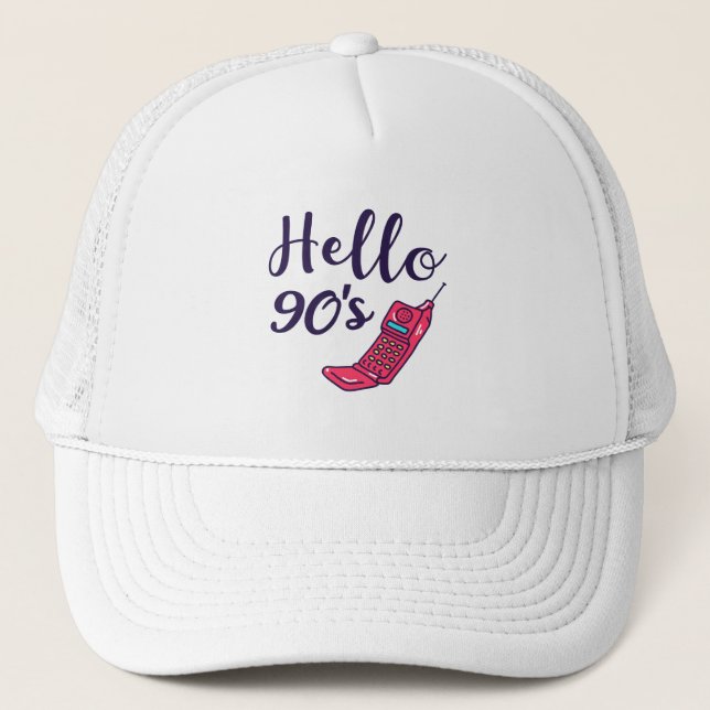 Casquette Bonjour téléphone portable des années 90 (Devant)