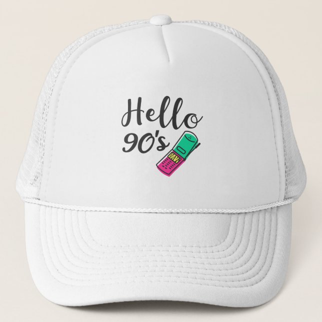 Casquette Bonjour téléphone portable des années 90 (Devant)