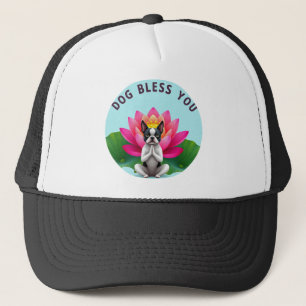 Casquette Boston Terrier Yoga Chien Méditant Dieu Vous Bénis