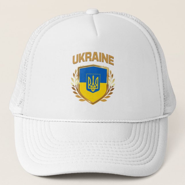 Casquette Bouclier et emblème du drapeau ukrainien (Devant)