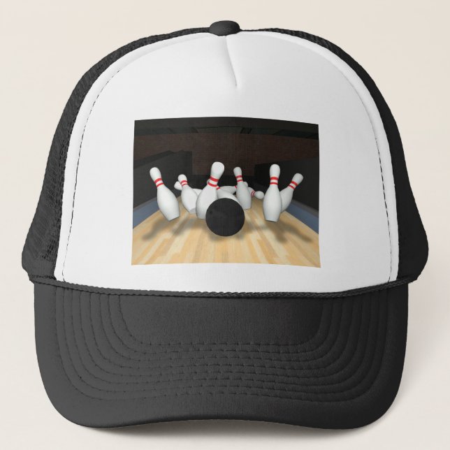 Casquette Boule et goupilles de bowling : modèle 3D : (Devant)