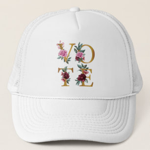 Casquette Bourgogne Floral Élégant Féminin Allez Voter