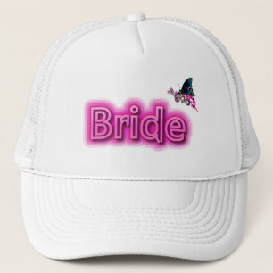 Casquette Bride Casquette-blanc/rose chaude avec papillon