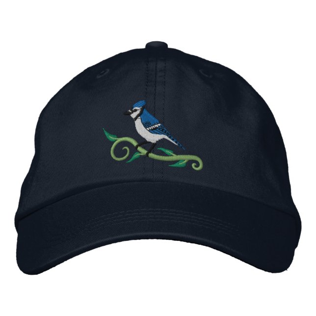 Casquette brodé de geai bleu (Devant)
