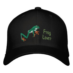 Casquette brodé de la grenouille des arbres Orange
