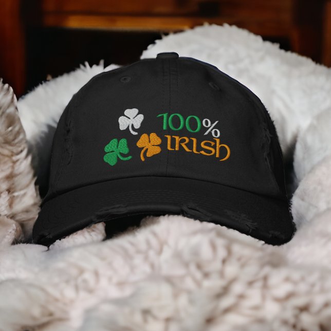 Casquette Brodée 100 % Shamrock irlandais (Shamrocks Embroidered Baseball Cap from Ricaso. Ideal for St Patrick's Day 100%  Irish )