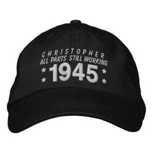Casquette Brodée 1945 ou toute année 70e anniversaire A5 NOIR et BL