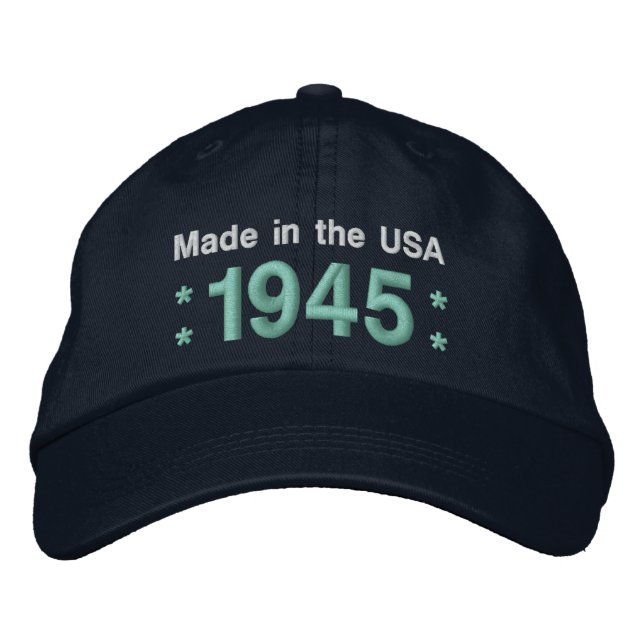 Casquette Brodée 1945 ou toute année 70e anniversaire A6 NOIR et TU (Devant)